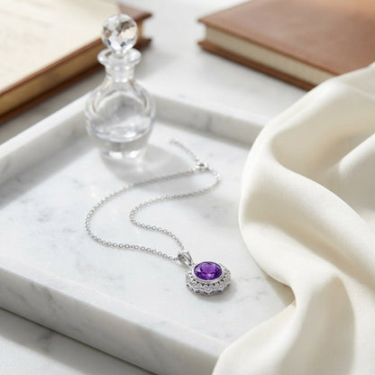 14kw Gold Amethyst & Diamond Pendant — atelier still life