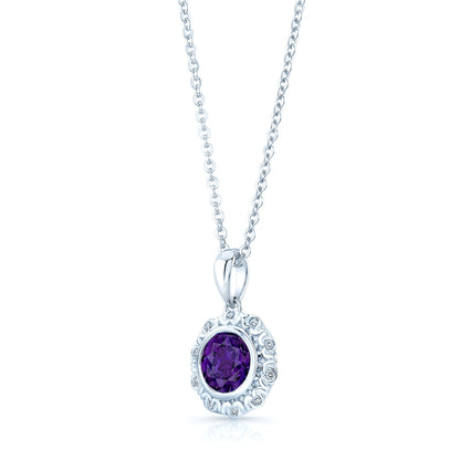 14kw Gold Amethyst & Diamond Pendant