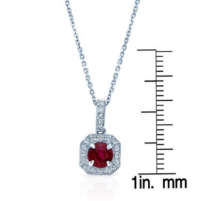Ruby And Diamond Pave Pendant In 14k White Gold (1/6 Ct. Tw.)
