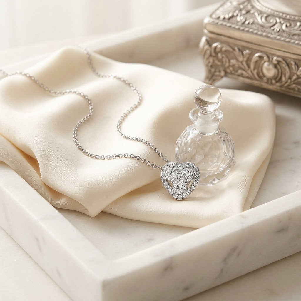 Diamond Heart Pendant In 14k White Gold (3/8 Ct.tw.) — marble silk