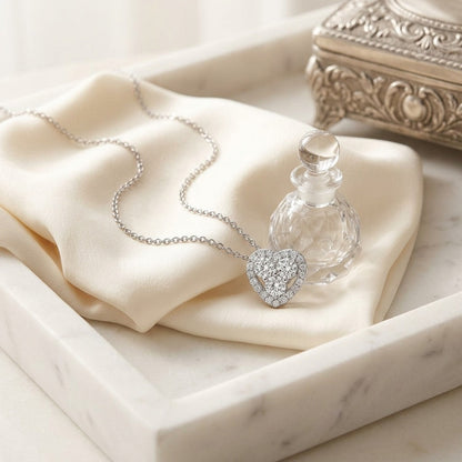 Diamond Heart Pendant In 14k White Gold (3/8 Ct.tw.) — marble silk