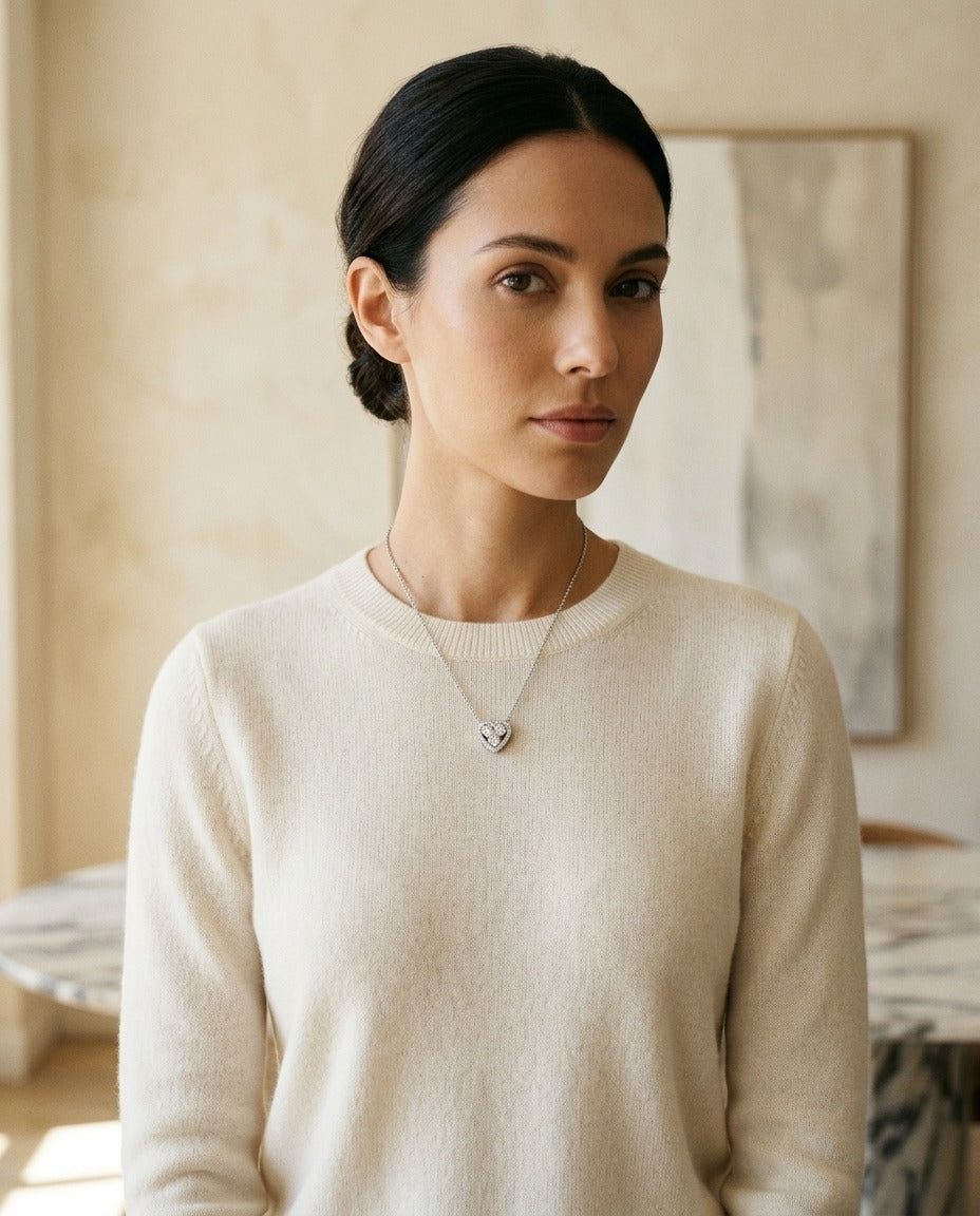 Diamond Heart Pendant In 14k White Gold (3/8 Ct.tw.) — portrait close
