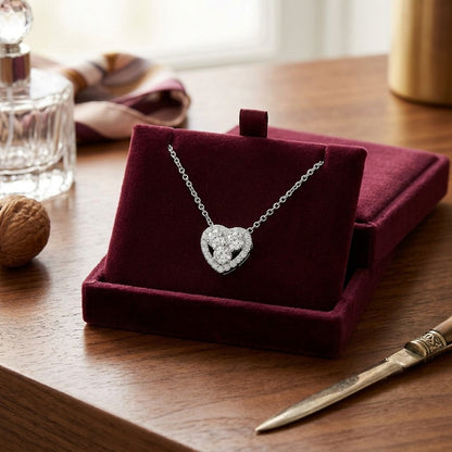 Diamond Heart Pendant In 14k White Gold (3/8 Ct.tw.) — velvet box