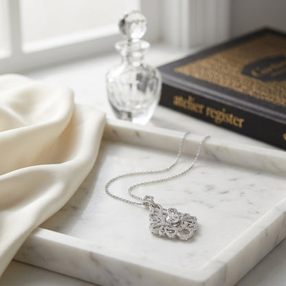 Diamond Chandelier Pendant With 0.50ct Round Center In 14k White Gold — atelier still life