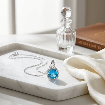 Swiss Blue Topaz & Diamond In 14k White Gold — atelier still life