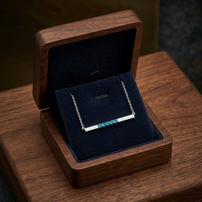 Blue Topaz 5 Stone Bar Necklace In 14k White Gold — gift presentation