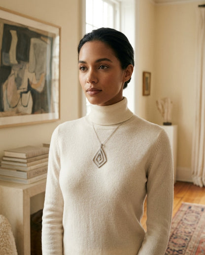 Pave Diamond Pendant in 14k White Gold (5/8 Ct. Tw.) — portrait full