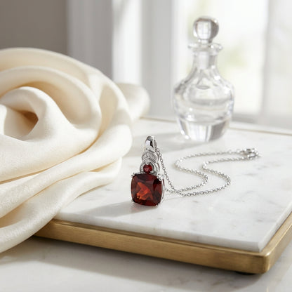 Rhodolite Garnet & Diamond Pendant In 14k White Gold — atelier still life