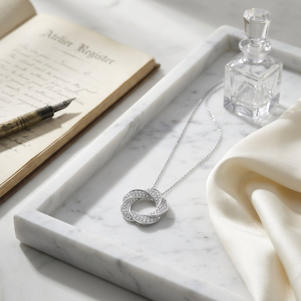 Diamond Wreath Pendant In 14k White Gold 18 In Curb Chain — atelier still life