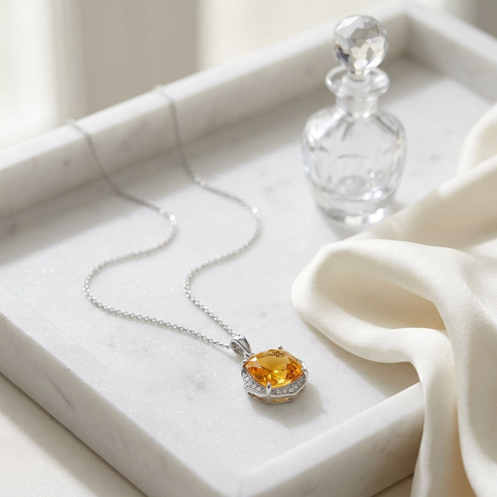 Citrine And Diamond 14kw Pendant — atelier still life