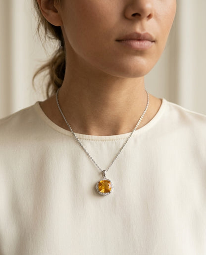 Citrine And Diamond 14kw Pendant — editorial close-up