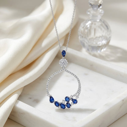 Sapphire And Diamond Cradle Pendant In 14k White Gold — atelier still life