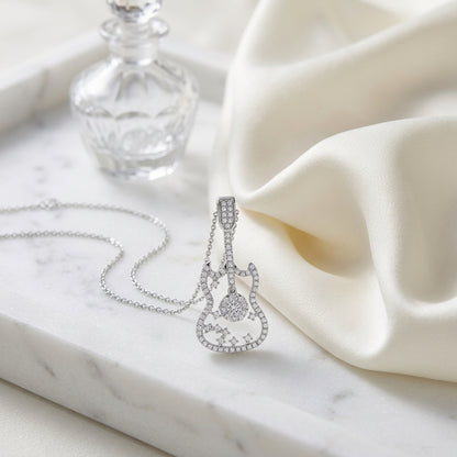 Diamond Guitar Pendant In 14k White Gold — atelier still life