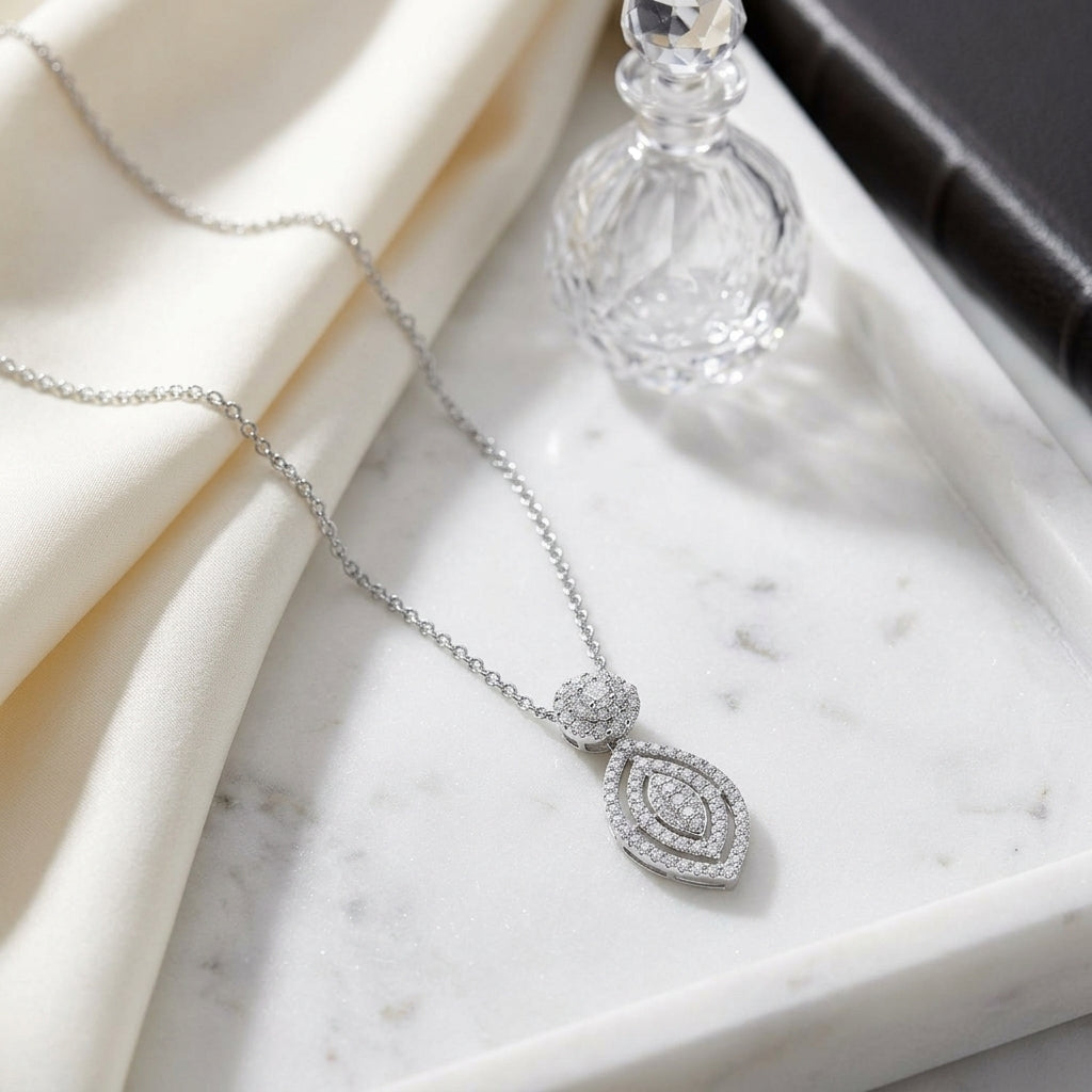 Diamond Marquise Pendant In 14k White Gold — atelier still life