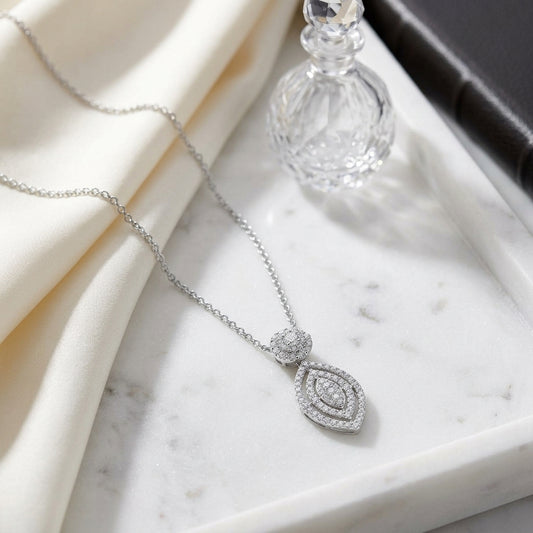 Diamond Marquise Pendant In 14k White Gold — atelier still life