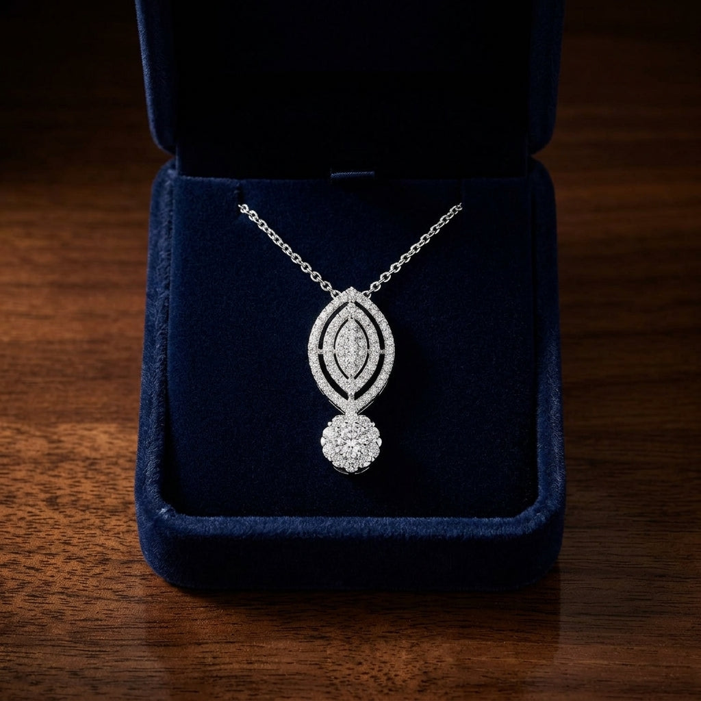 Diamond Marquise Pendant In 14k White Gold — gift presentation
