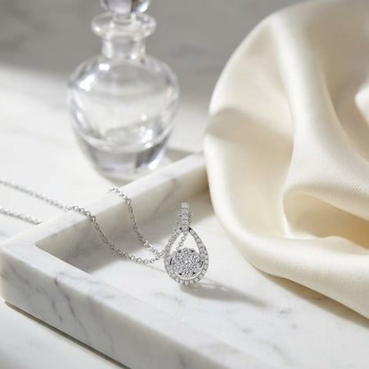 Diamond Tear Drop Basket Pendant In 14k White Gold — atelier still life