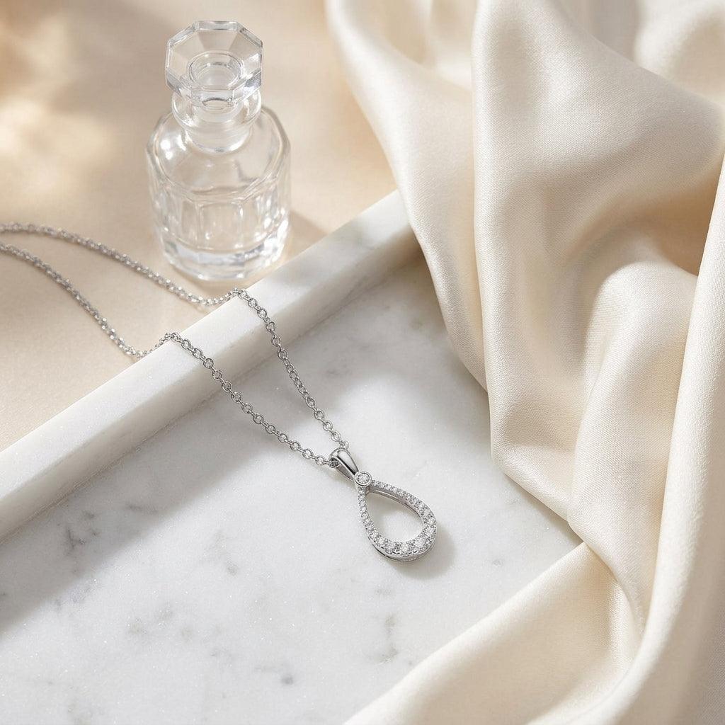 Diamond Tear Drop Pendant In 14k White Gold — atelier still life
