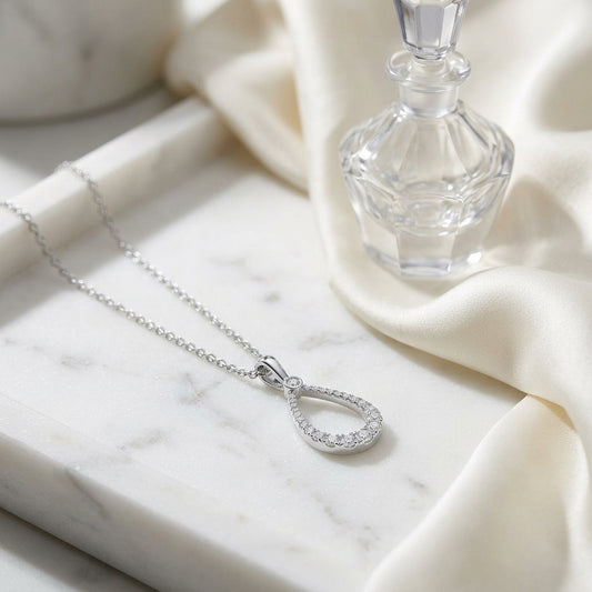 Diamond Tear Drop Pendant In 14k White Gold — atelier still life