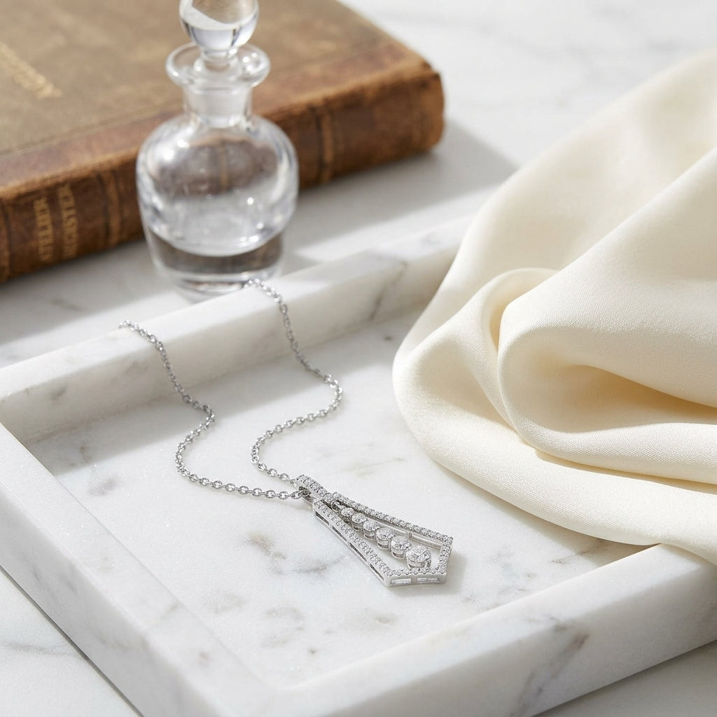 Diamond Kite-shape Pendant In 14k White Gold — atelier still life