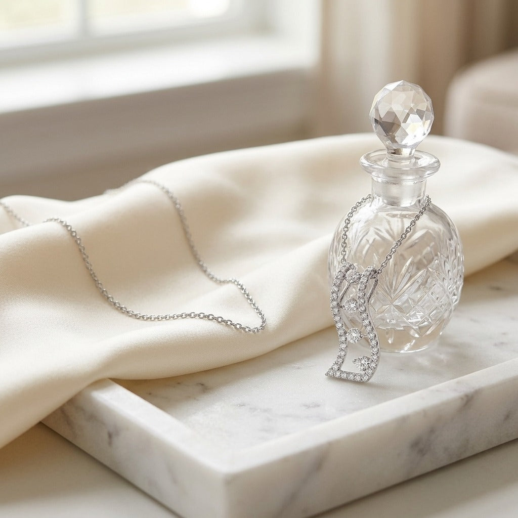 Diamond Floating Pendant in 14k White Gold — marble silk