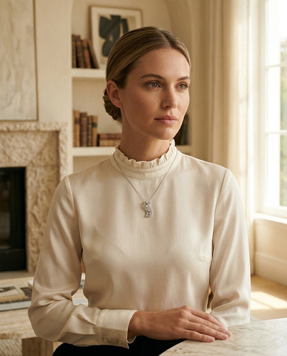 Diamond Floating Pendant in 14k White Gold — portrait full