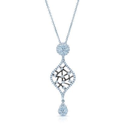 Diamond Open Weave Drop Pendant With Black Rhodium In 14k White Gold (si)