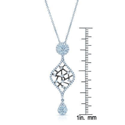 Diamond Open Weave Drop Pendant With Black Rhodium In 14k White Gold (si)