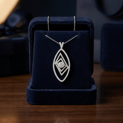 Diamond Marquise Pendant In 14k White Gold 18 Inch Length — gift presentation