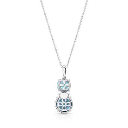 Blue Topaz And Diamond Pendant  In 14k White Gold