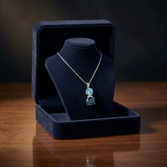 Blue Topaz And Diamond Pendant  In 14k White Gold — gift presentation
