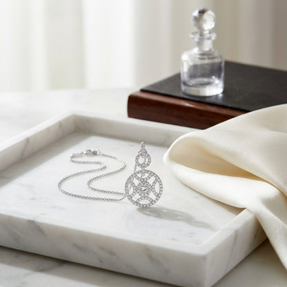 Diamond Circle And Arc Pendant In 14k White Gold — atelier still life