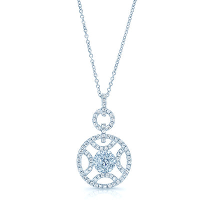 Diamond Circle And Arc Pendant In 14k White Gold