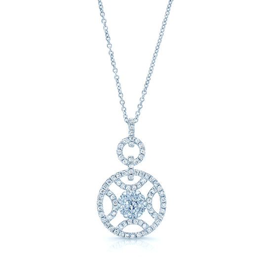 Diamond Circle And Arc Pendant In 14k White Gold