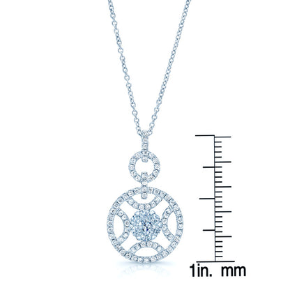 Diamond Circle And Arc Pendant In 14k White Gold