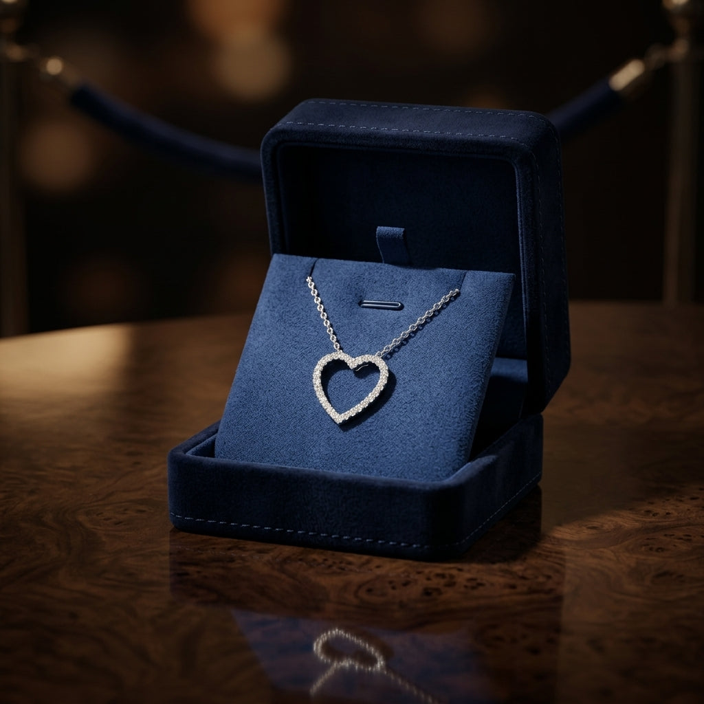 Diamond Heart Pendant In 14k White Gold — gift presentation