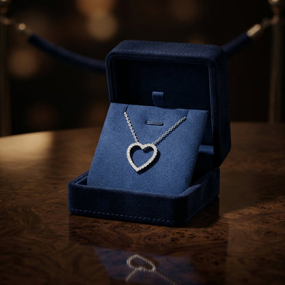 Diamond Heart Pendant In 14k White Gold — gift presentation