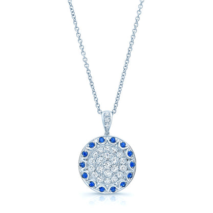 Sapphire And Diamond Antique Pendant In 14k White Gold