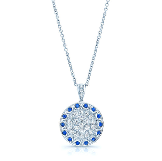 Sapphire And Diamond Antique Pendant In 14k White Gold