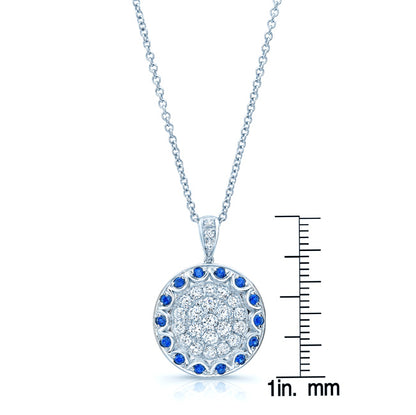 Sapphire And Diamond Antique Pendant In 14k White Gold