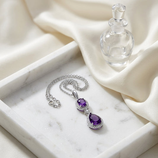 Amethyst And Diamond Pave Pendant In 14k White Gold (1/4 Ct.tw.) — atelier still life