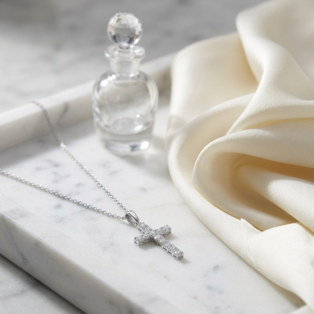 Diamond Cross Pendant In 14k White Gold (1/3 Ct.tw.) — atelier still life