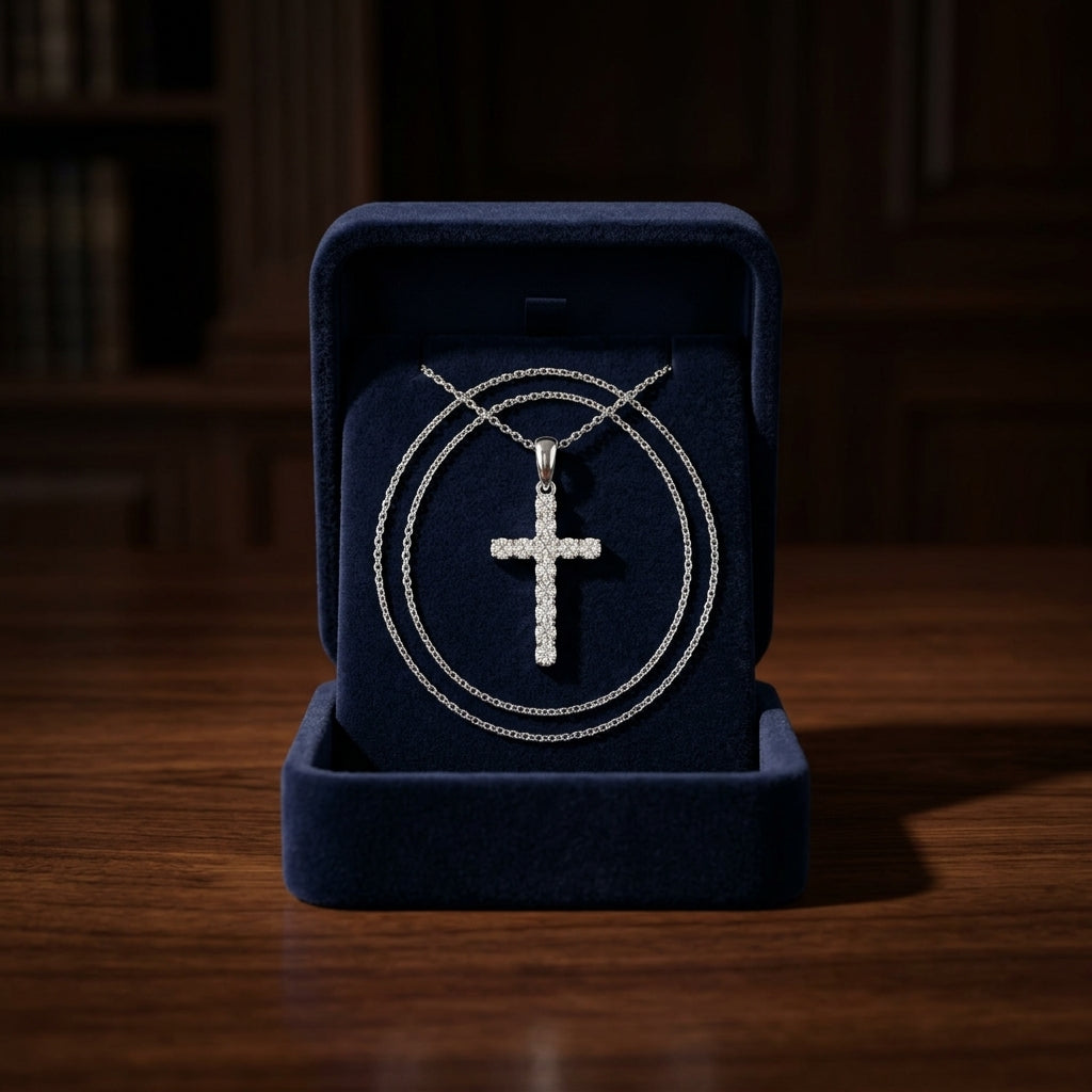 Diamond Cross Pendant In 14k White Gold (1/3 Ct.tw.) — gift presentation
