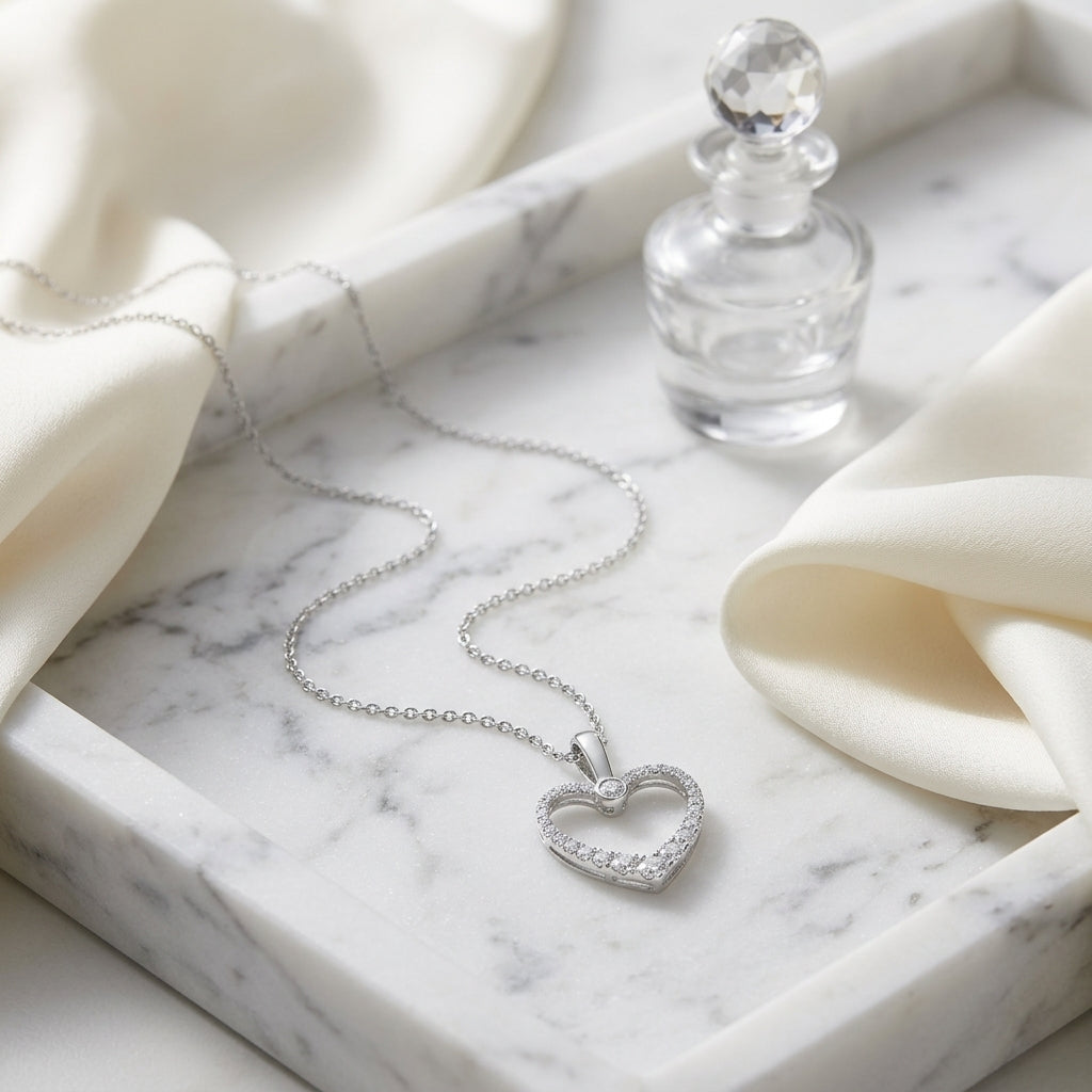 Diamond Pave Heart Pendant In 14k White Gold (1/4 Ct.tw.) — atelier still life