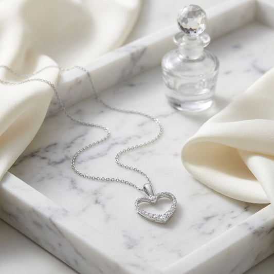 Diamond Pave Heart Pendant In 14k White Gold (1/4 Ct.tw.) — atelier still life