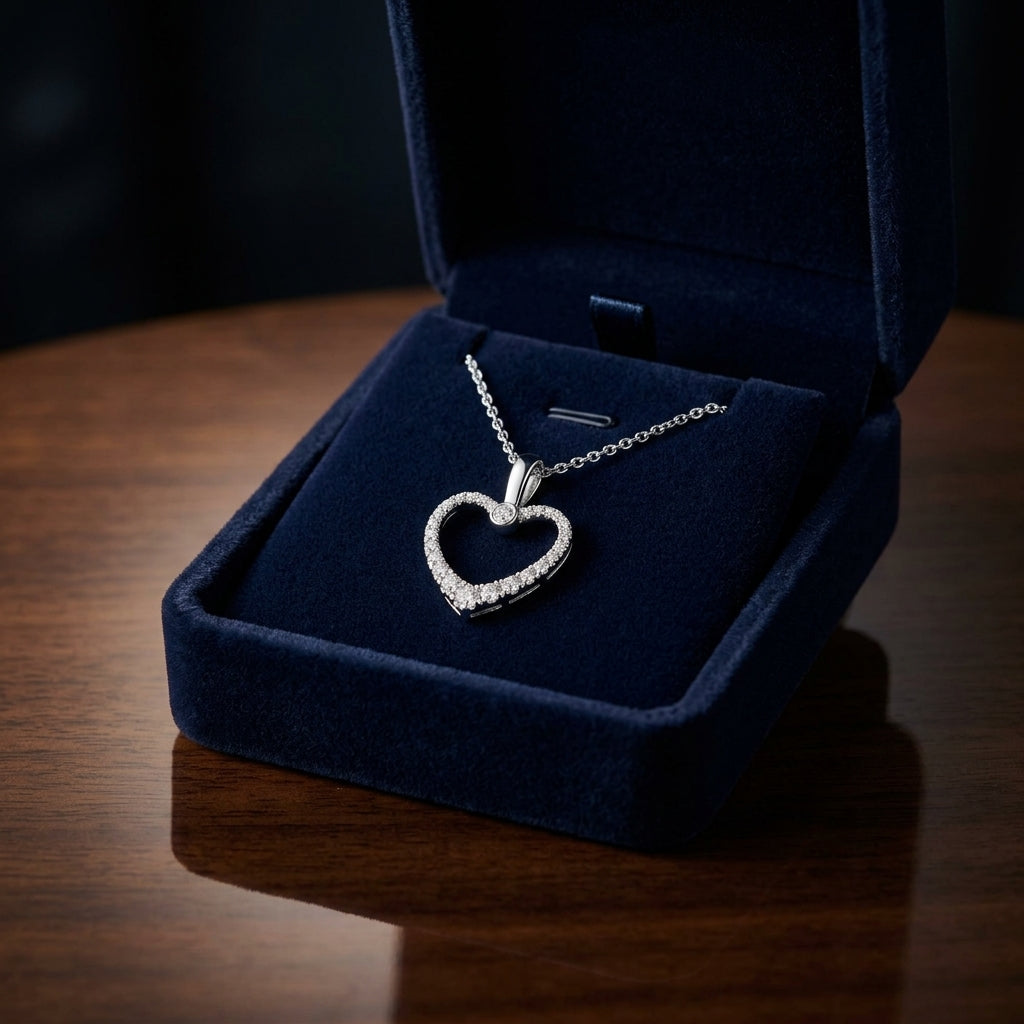 Diamond Pave Heart Pendant In 14k White Gold (1/4 Ct.tw.) — gift presentation