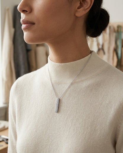 Diamond Stick Pendant In 14k White Gold (3/8 Ct.tw.) — editorial close-up