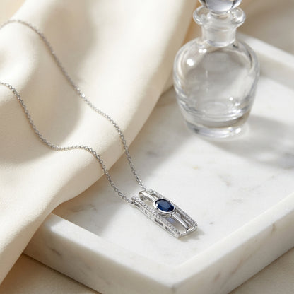 Sapphire And Diamond Open Work Pendant In 14k White Gold (1/5 Ct.tw.) — atelier still life