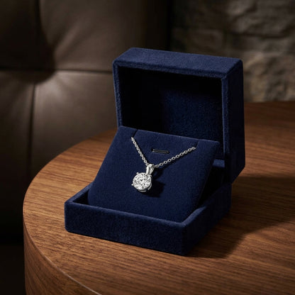 Round Diamond Solitaire 1/2ct Pendant In 14k White Gold — gift presentation
