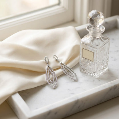 Diamond Pave Open Teardrop Pendant in 14k White Gold (1/4 Ct.tw.) — marble silk